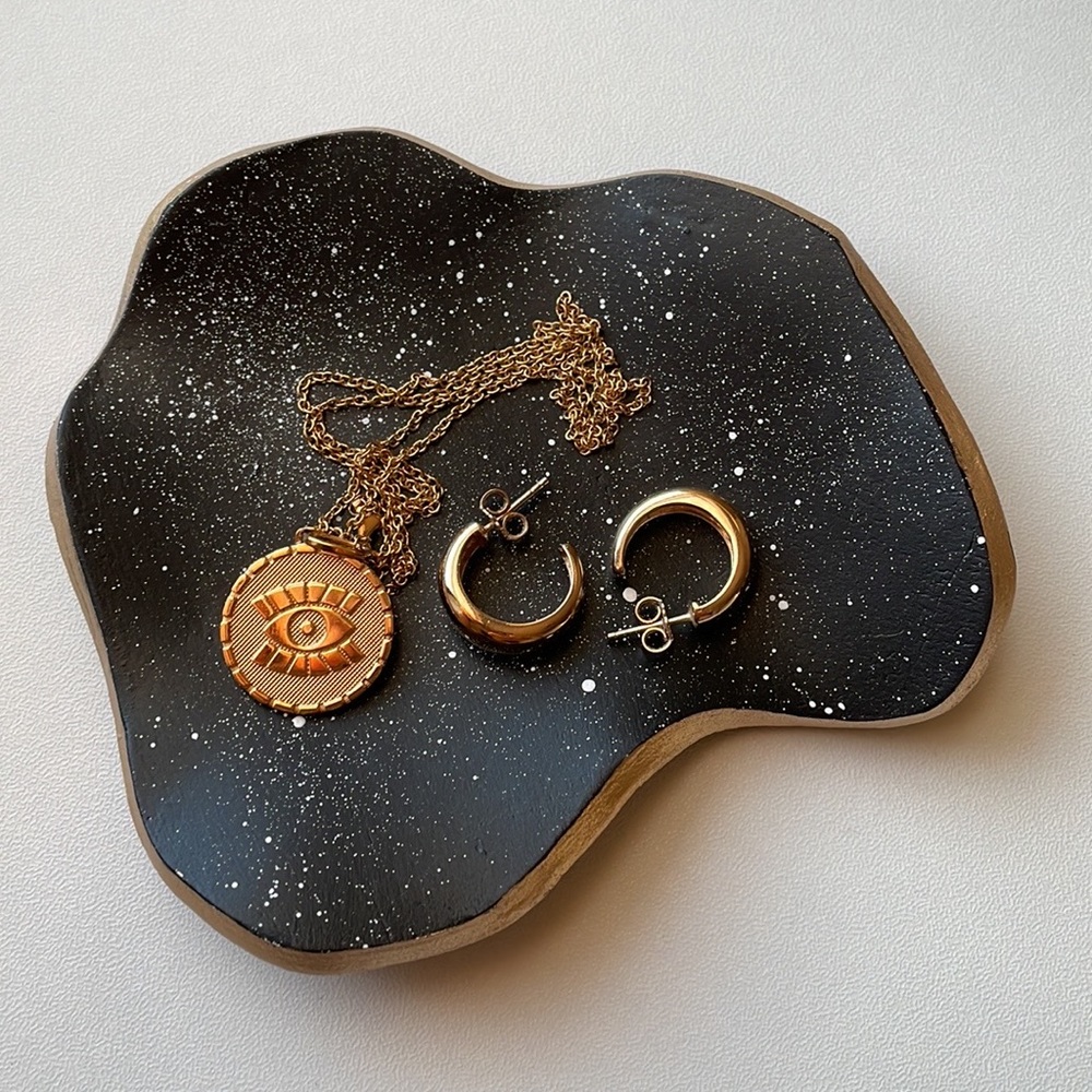 Handmade Black and Gold Trinket Dish